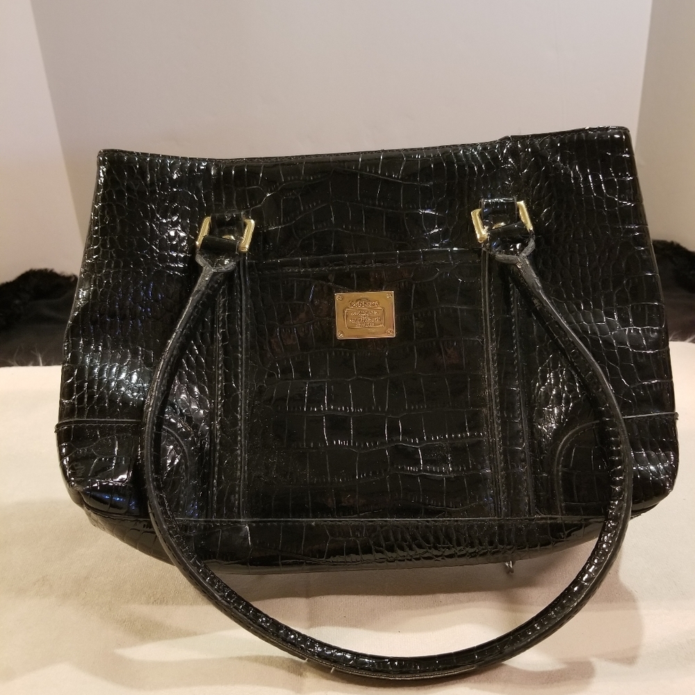 Purse, Vintage Liz Claiborne Black Faux Alligator